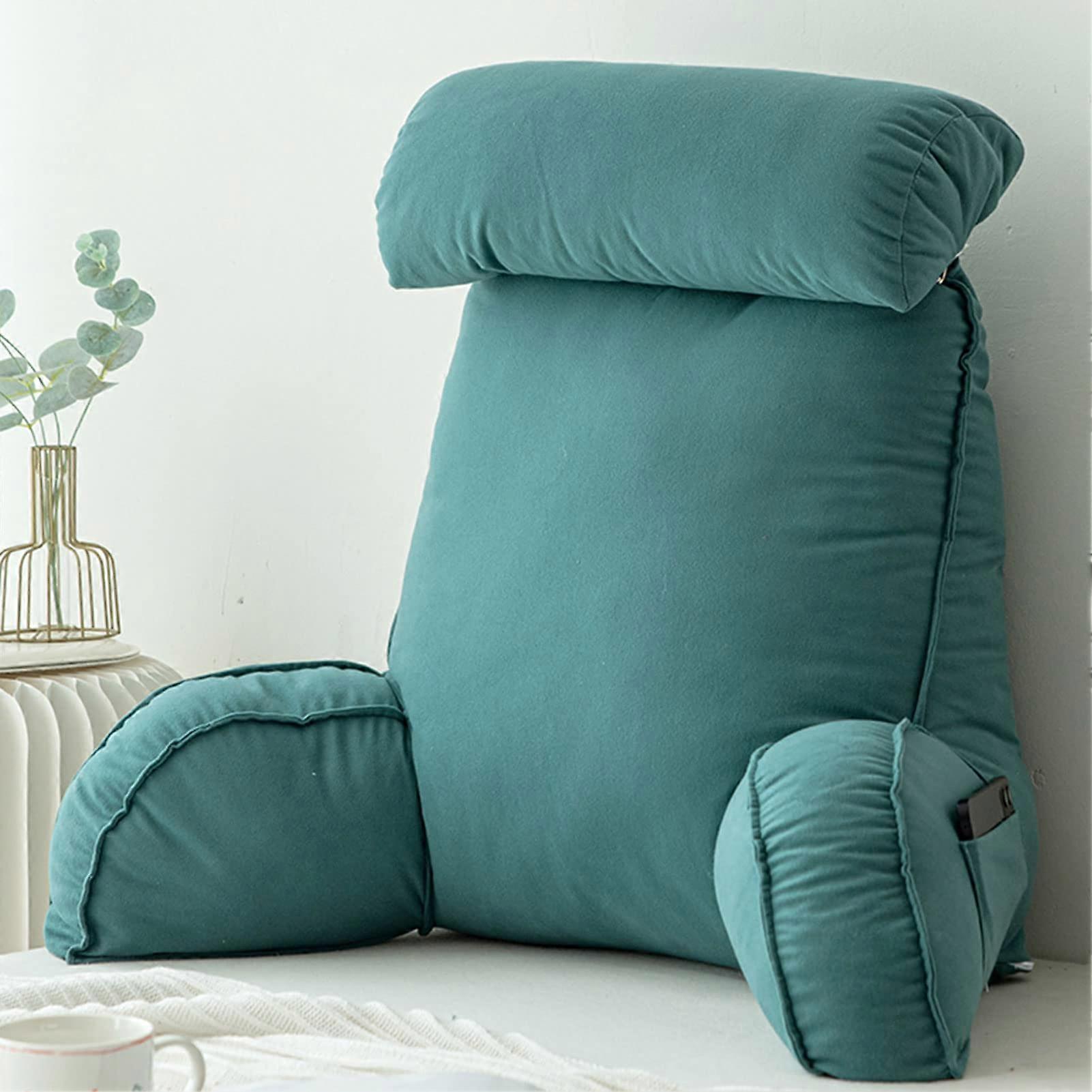 Reading Pillow with Arms and Back Support for Bed or Sofa, Large 75×40×50cm with Round Cushion