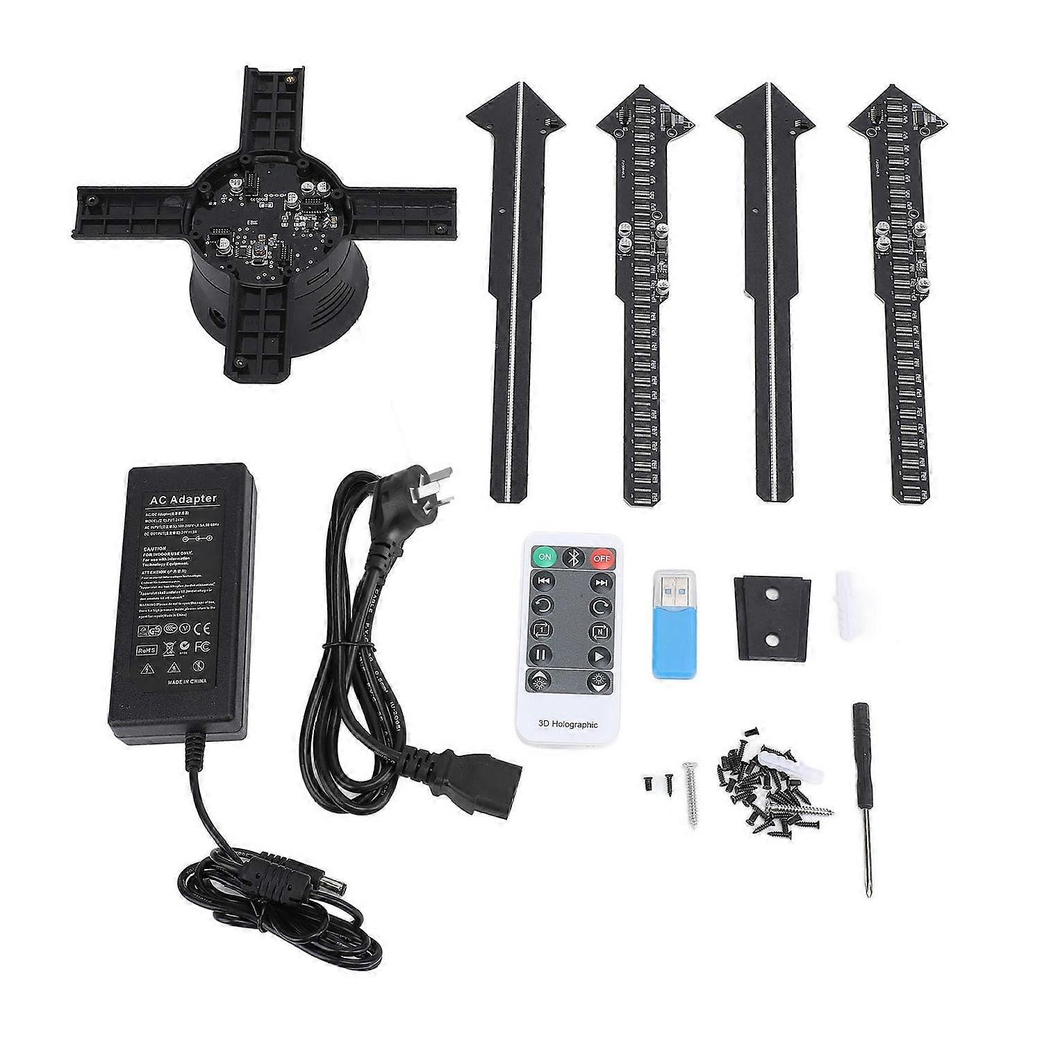 3D Holographic Advertising Machine 2000x596 596pcs LED Chips Built in 8GB Memory Card Hologram Fan f