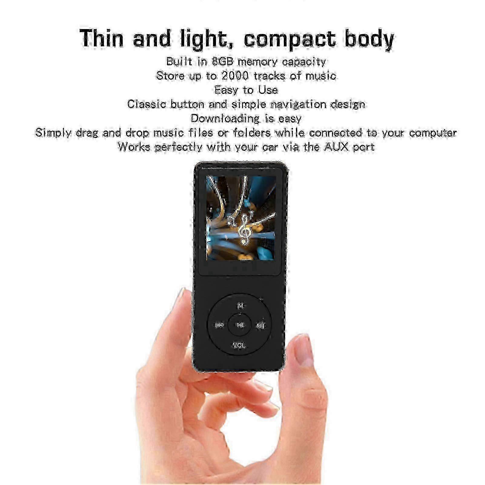 MP3 MP4 Player 1.8in Screen 8GB Memory 64GB Expandable 30 Hours Playback Multi Function Sports Music Player
