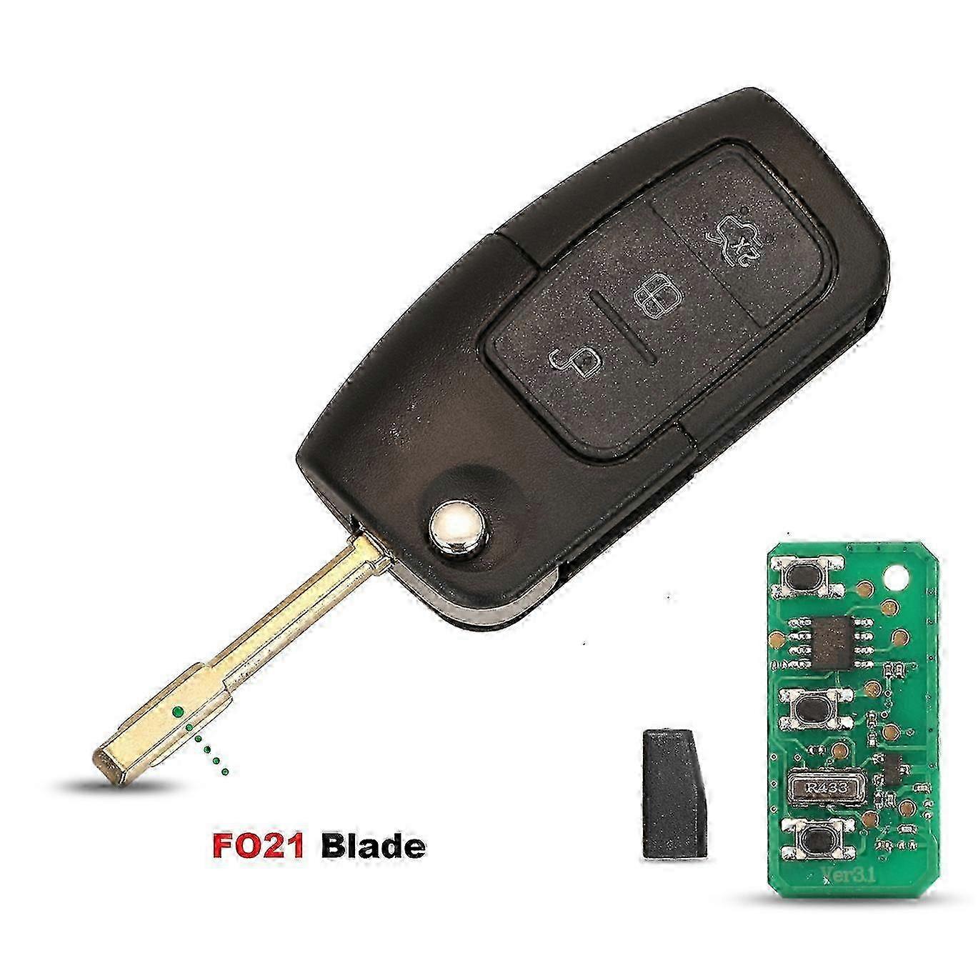 Car Remote Key Fob ASK 433Mhz For Ford Fiesta Focus 2 Ecosport Kuga Escape C Max Ka Fob HU101 / FO21 3 Buttons