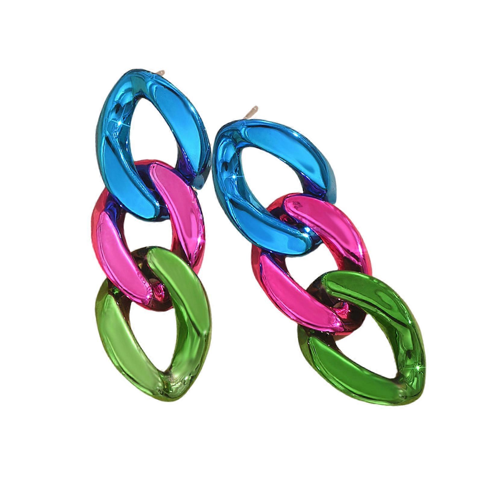 Chic Candy Color Chain Earrings Sturdy Alloy Chain Earrings Available In Multiple Color For Daily Wear Gatherings Multicolor