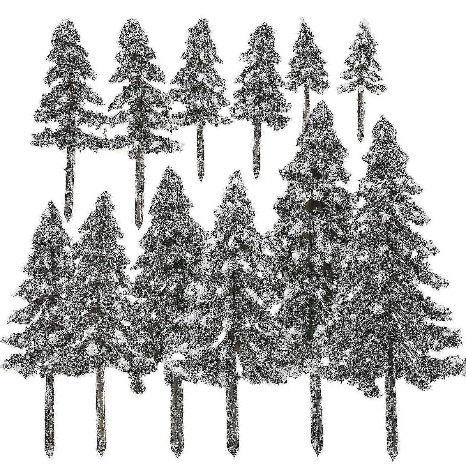 12pcs Model Trees Miniature Trees Mini Simulation Pine Tree Micro Landscape Decor