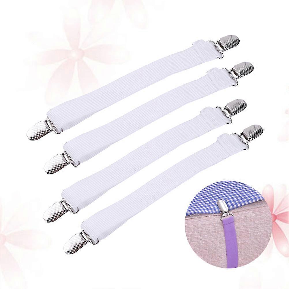Adjustable Bed Sheet Elastic Band Fasteners Prevent Sliding Secure Corners White 8Pcs