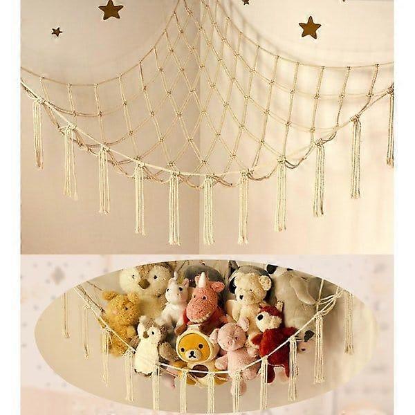 Hammock or mesh storage for stuffed animals - Large toy hammock for stuffed animals in the corner - Hanging gadgets organizer