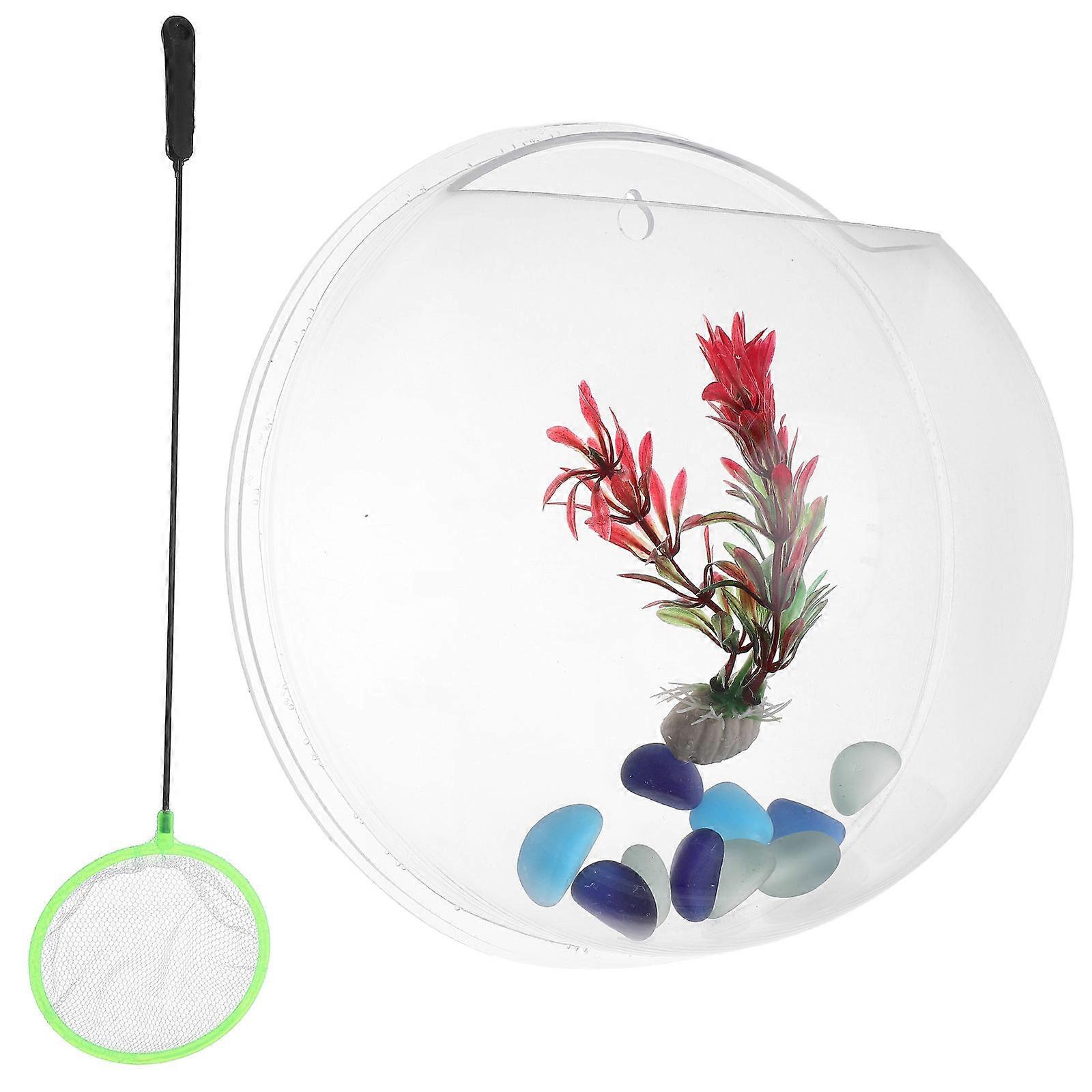 Clear Wall-Mounted Fish Tank Acrylic Planter for Betta Fish 1Set