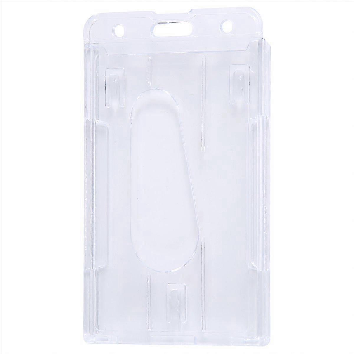 1x Vertical Hard Plastic Double Card ID Badge Holder, Multi-Transparent, 10x6cm