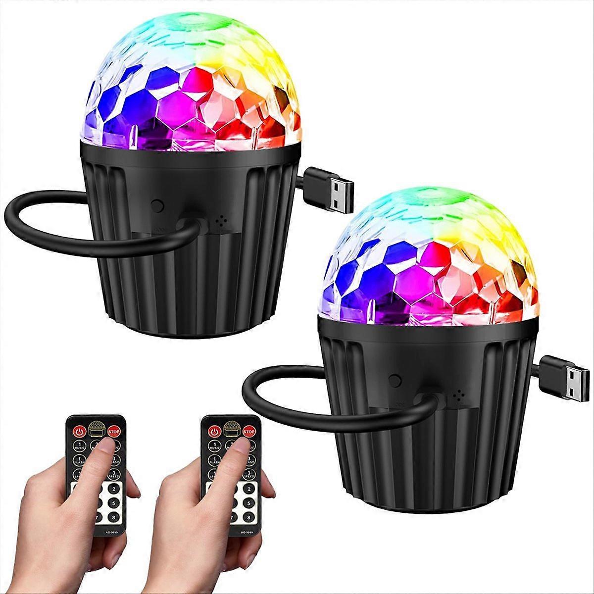 2-Pack Portable Mini Disco Ball Light for Party, RGB DJ Strobe Light