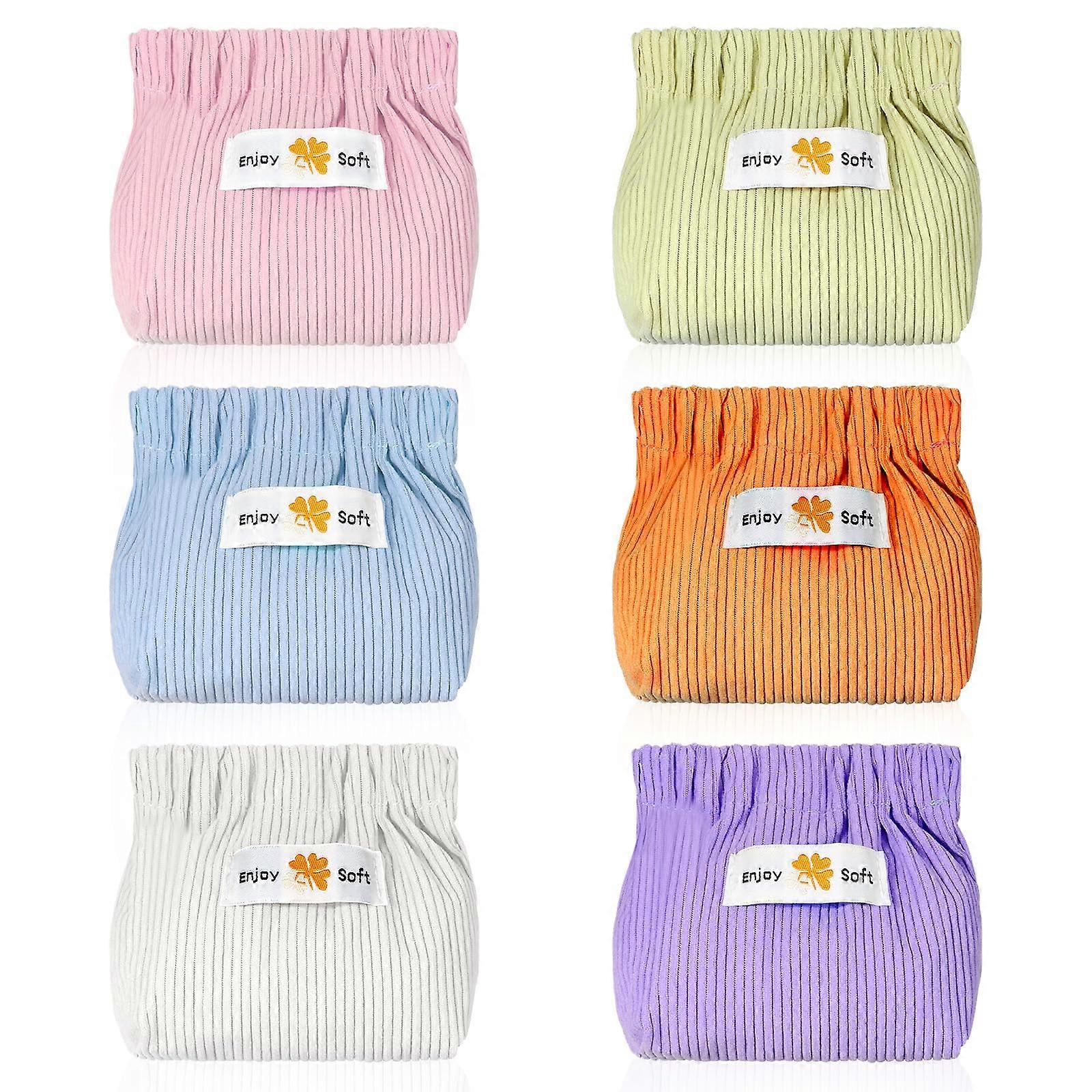 6Pcs Corduroy Travel Makeup Bag Set, Multicolor Cosmetic Pouch with Quick Access Closure