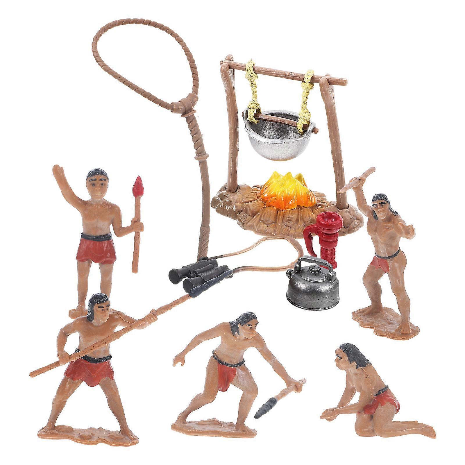 Plastic Primitive Men Toy Set for Simulation Camping Equipment 1Set