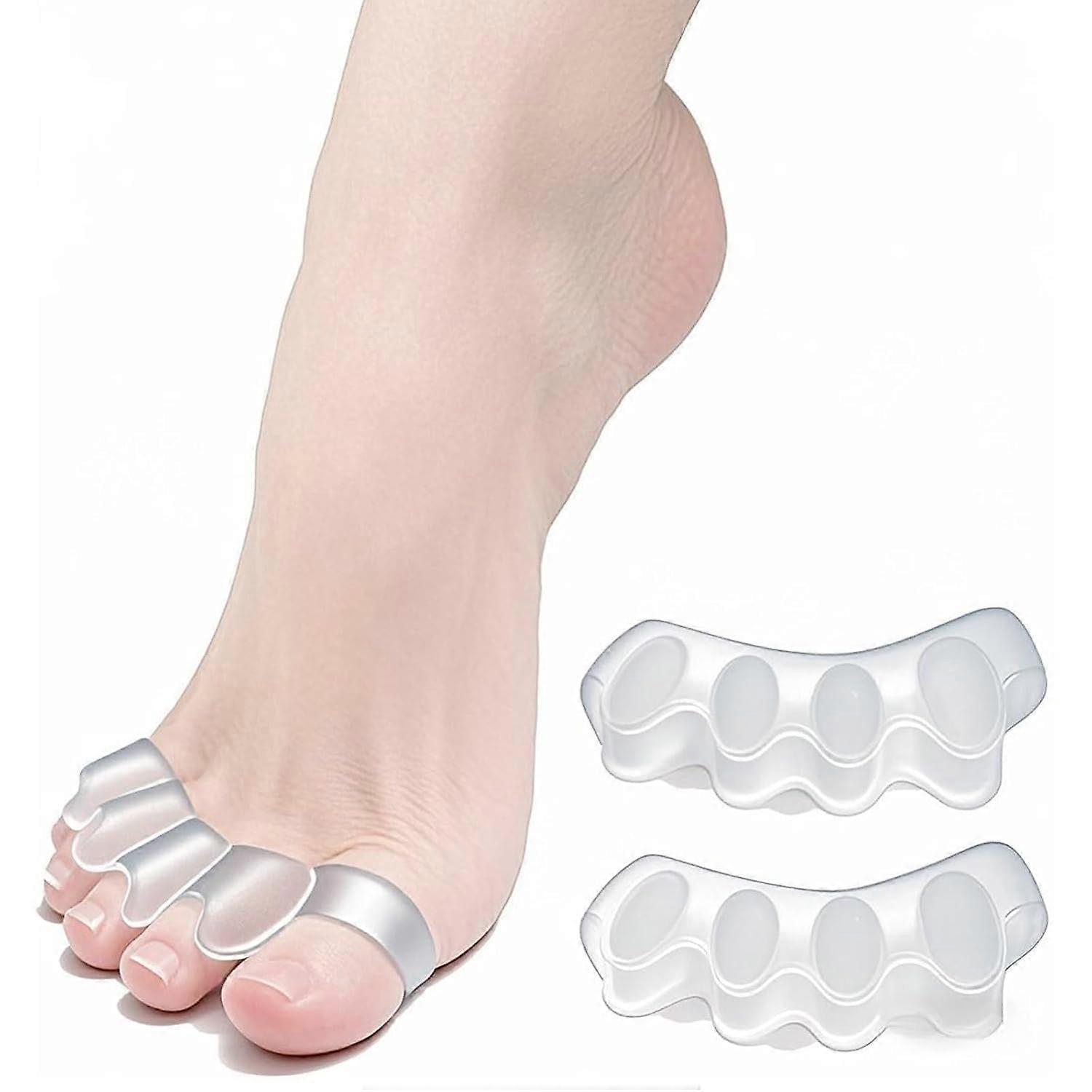 Silicone Toe Separators Bunion Corrector for Toe Pain Relief and Alignment, 2pcs Adjustable White