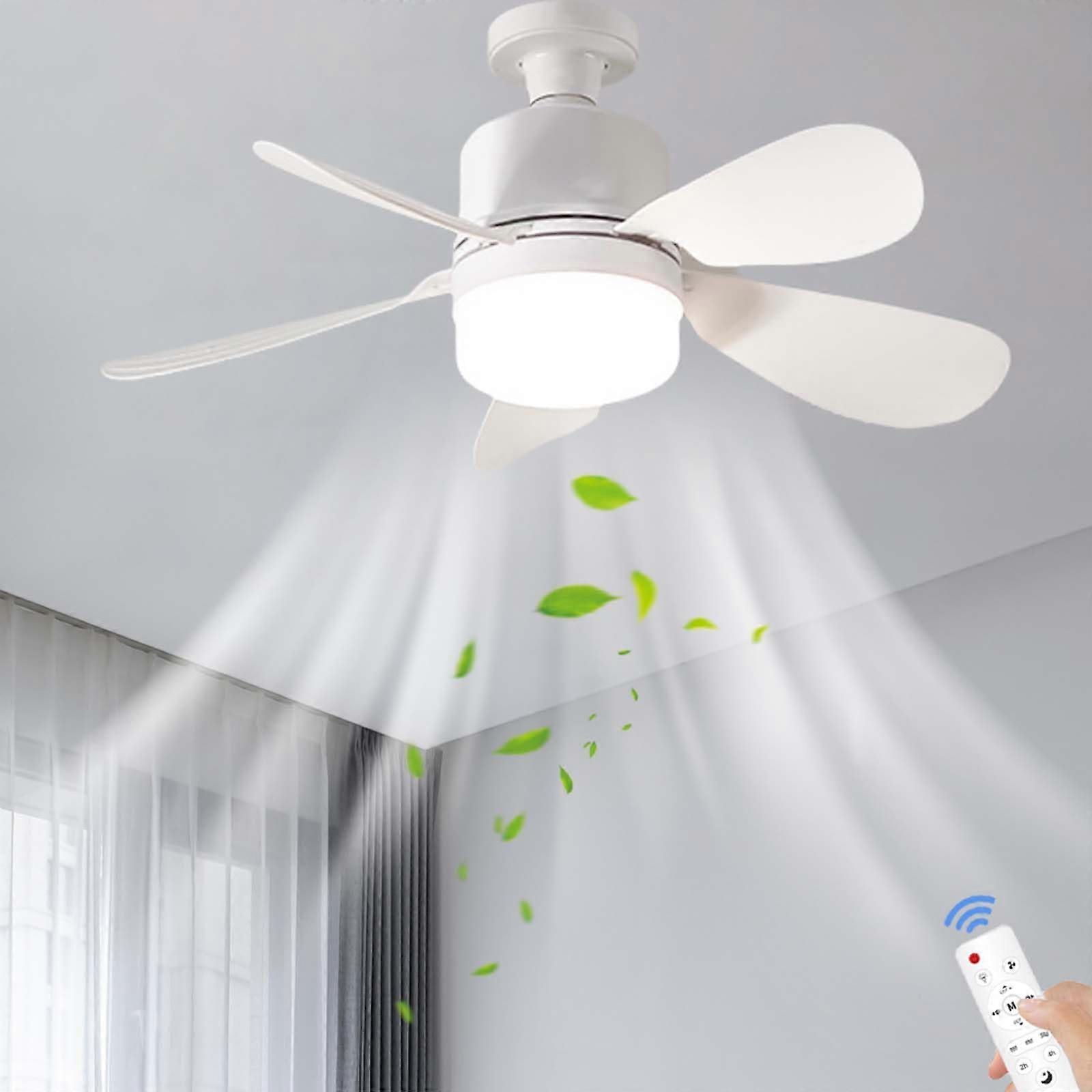 Ceiling Fan Lights with Remote Control 42CM Quiet 5 Blade Design E27 Screw Port 3 Color Temperatures for Bedroom Living Room