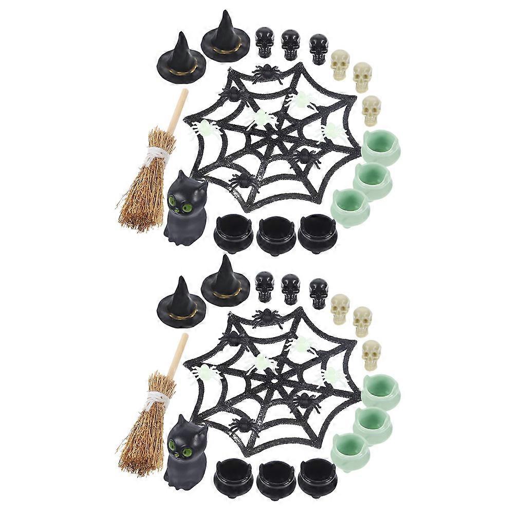Halloween Plastic Miniatures Figurines for Party Use 2Sets Accessories