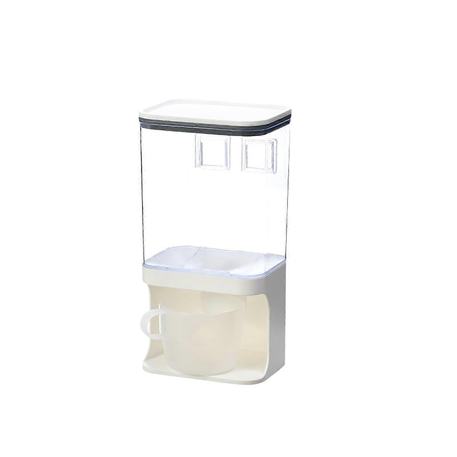Wall Mounted Cereal Dispenser with Airtight Seal, OneHand Push Dry Food Container for Kitchen Pantry