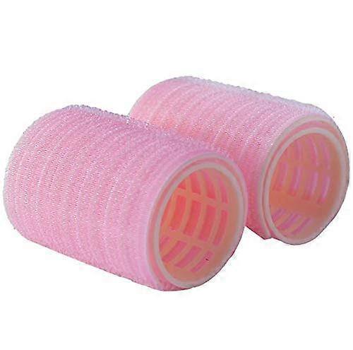 2 Pcs No Heat Bangs Hair Curlers with Secure Clip Hold Pink Rollers for Gentle Overnight Styling