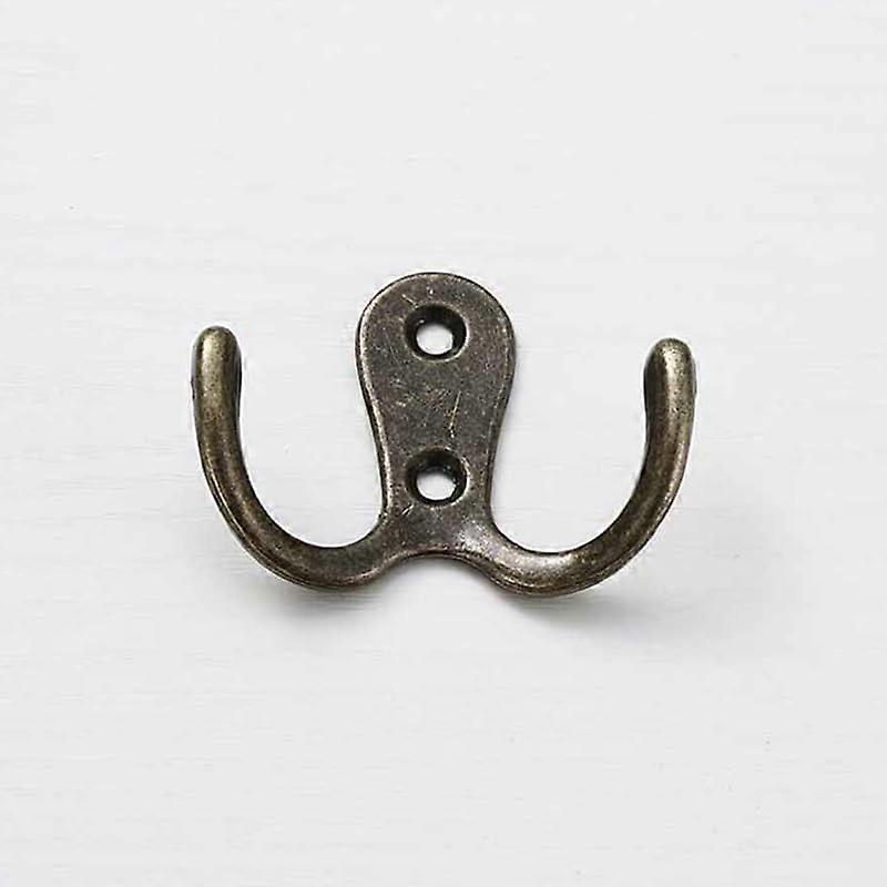 10pcs Vintage Wall Coat Hooks Dual Prong Design for Hats Towels Keys Home Storage