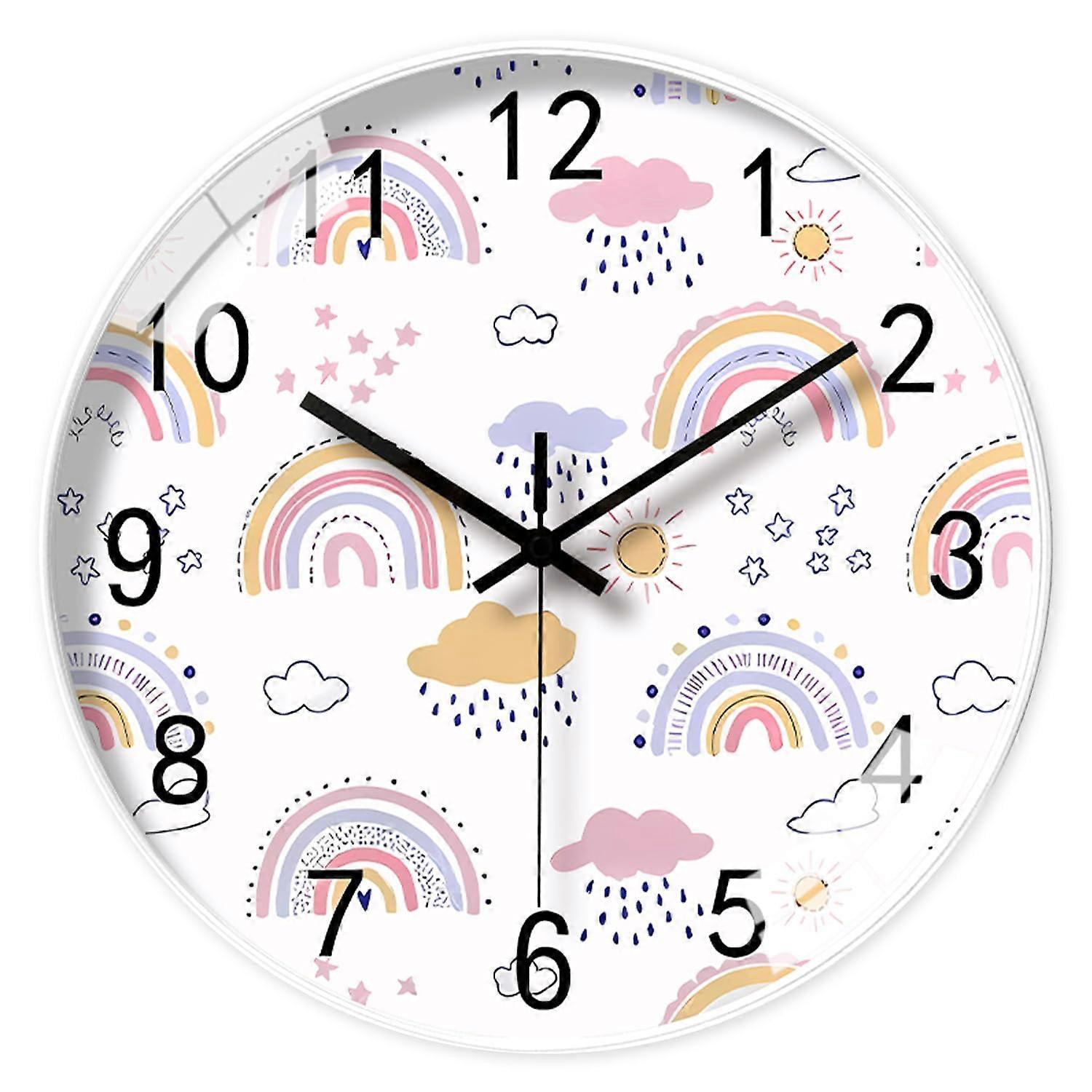 10 Inch Silent NonTicking Learning Wall Clock for Kids, Colorful EasyRead Teaching Clock