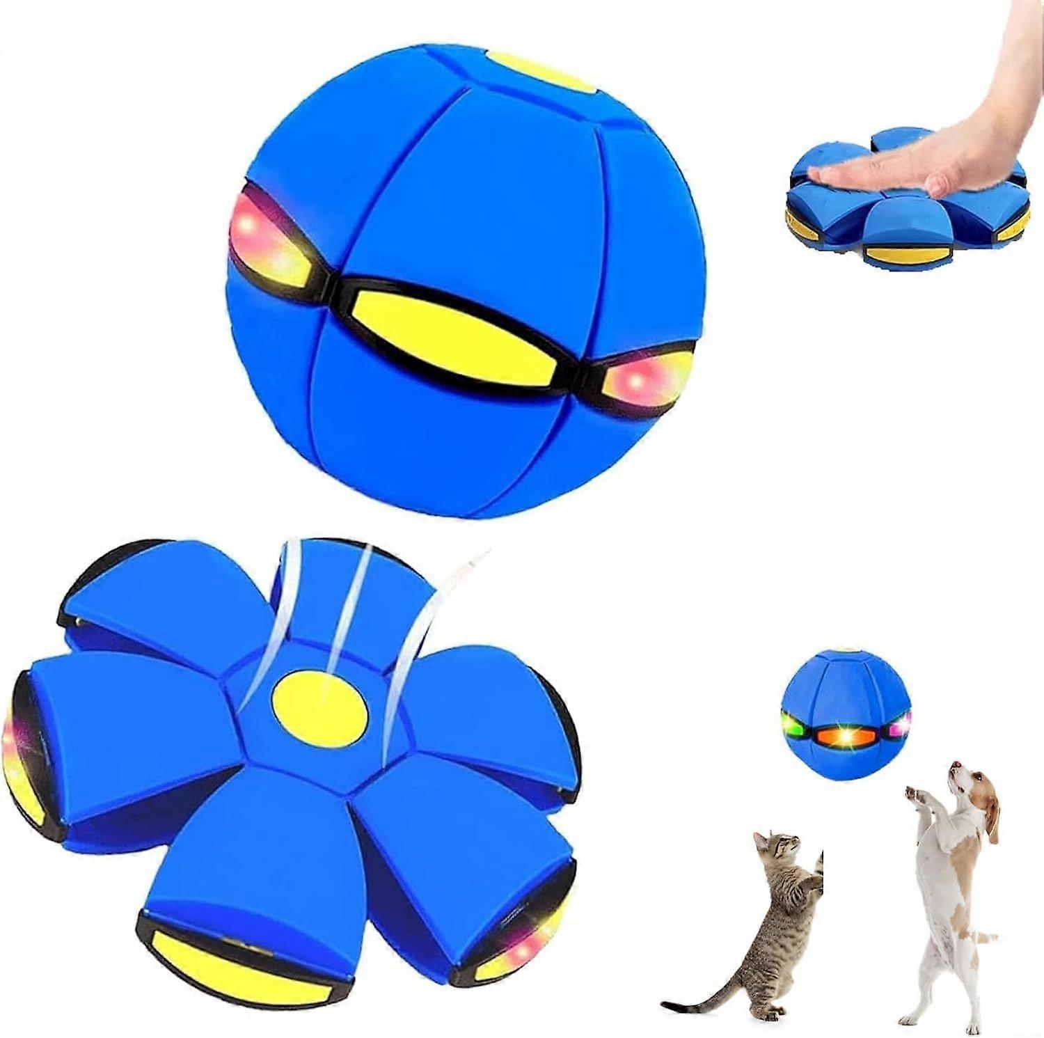 Magic Metaball, Children Bouncing Ball, Magic Flying Saucer, Parent-Child Interaction, Bouncy Balls, Dual Form Freely Switchable with 6 Light (Blue)