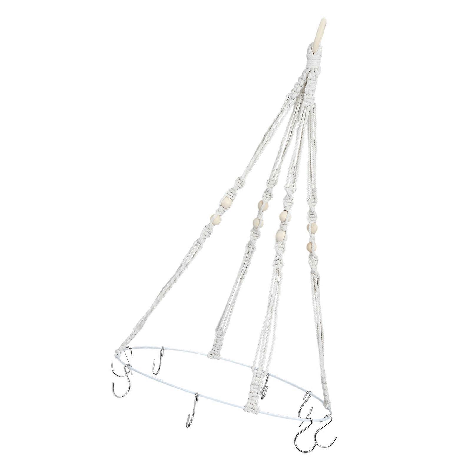 Hanging Drying Rack for Herbs with Cotton Rope and Wood Beige Color Perfect for Decoration and Indoor Outdoor Use