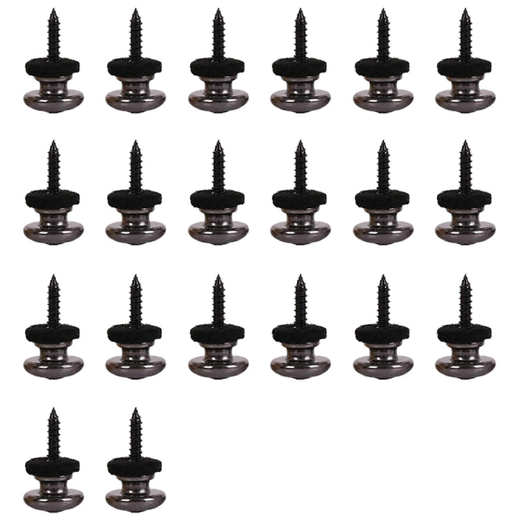20PCS Wool Copper Guitar Strap Lock Locking Pegs Pins Mushroom Shape End Button Black