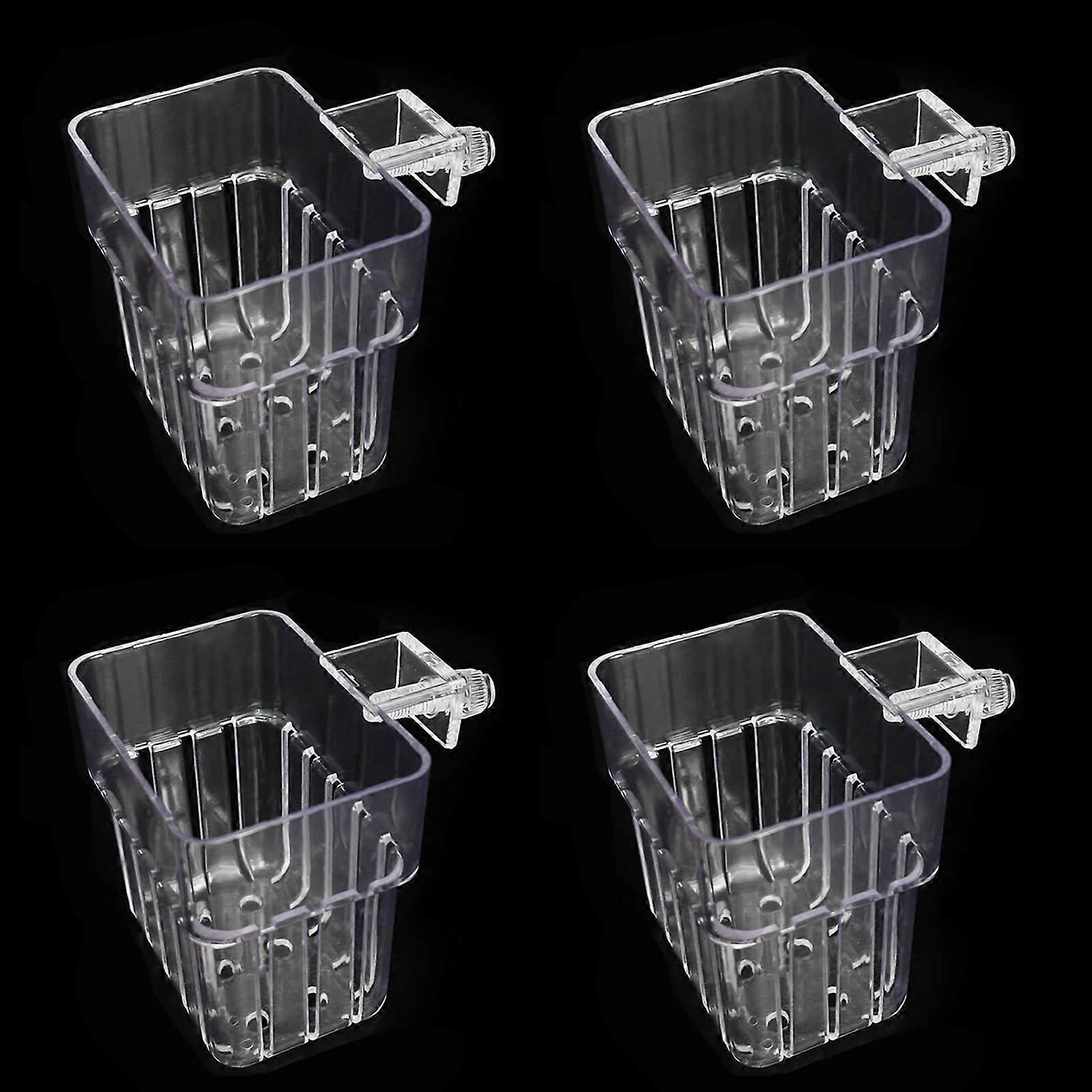 4 Pack Transparent Hanging Plant Pots for Aquariums, Hydroponic Holders with Stable Support