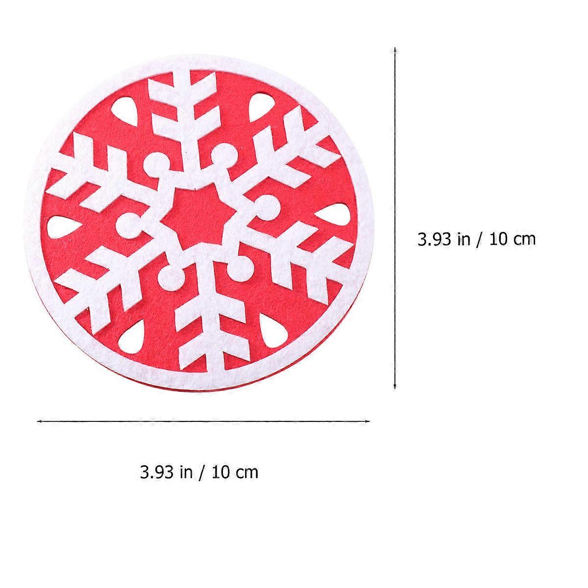 Round Felt Fabric Table Placemat Snowflake Coaster for Drink 10Pcs