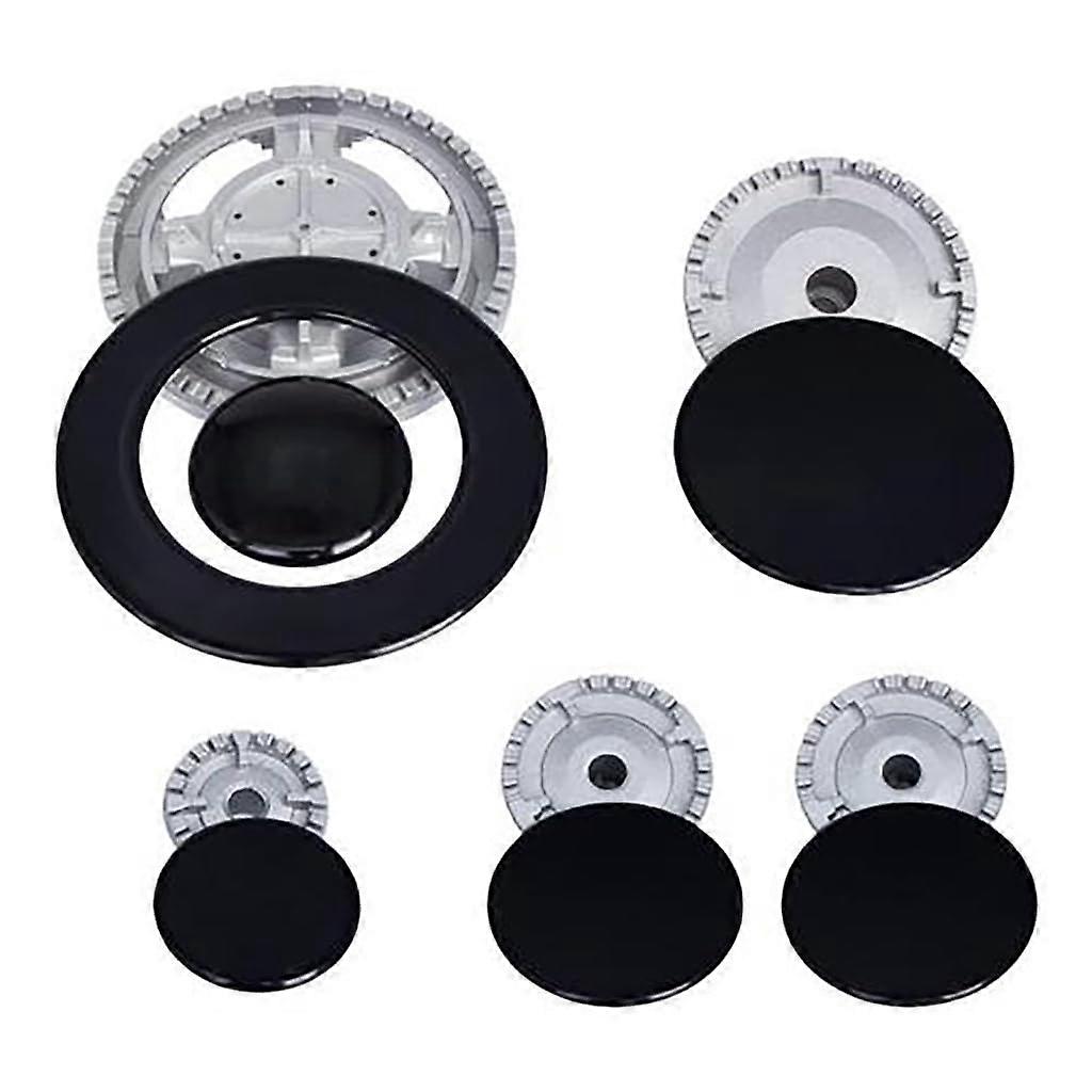 Stove Burner Caps Replacement Set with Durable Metal Construction for Even Flame Distribution