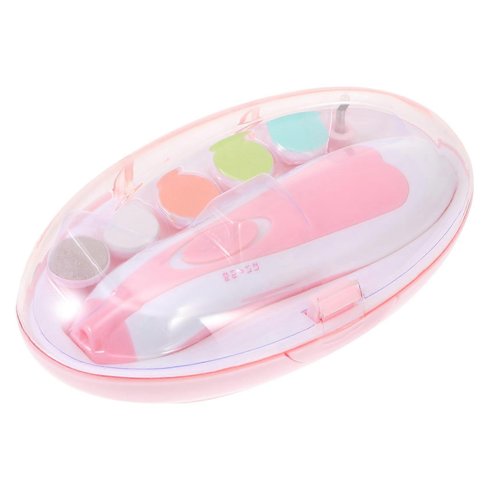 Rechargeable Electric Nail File for Babies with Safe Grinding Head, Multifunctional Pink Set
