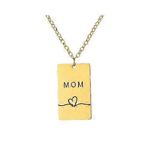 Collier ras du cou en acier inoxydable 2026 avec pendentif cœur rectangulaire « MOM » (Maman) – Bijou pour femme, lettre « Mama », chaîne clavicule, bijou de famille pour maman