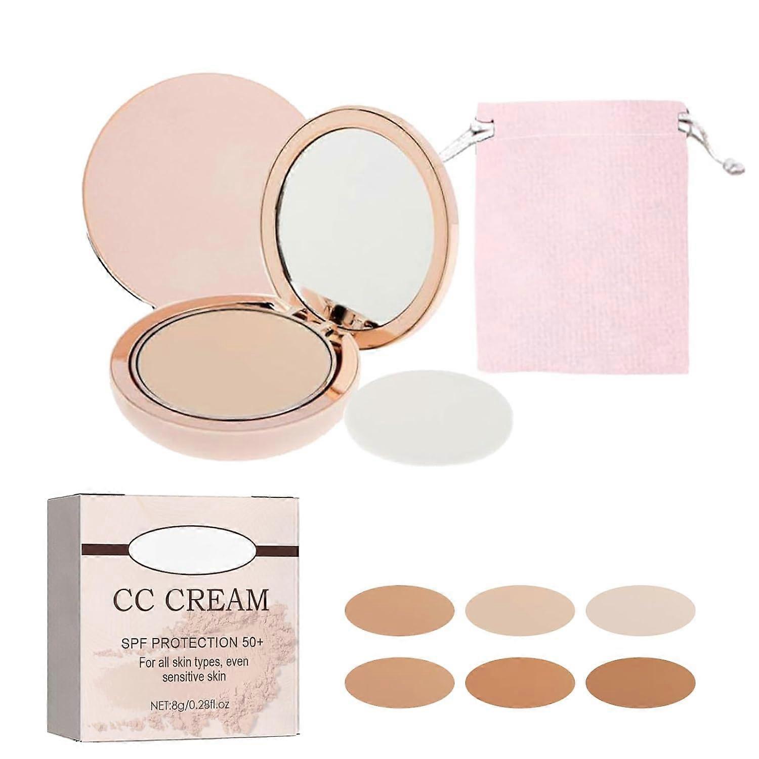 CC Cream SPF 50 Waterproof Full Coverage Foundation Compact with Mirror for Oil Control