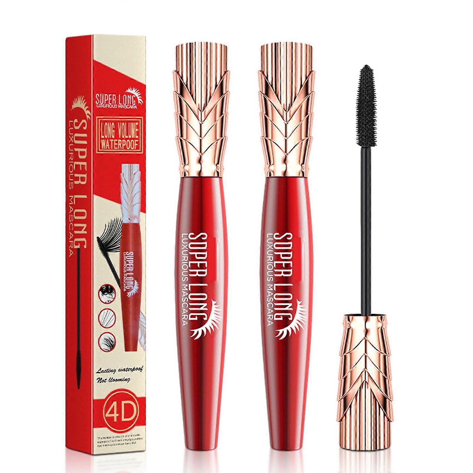 Waterproof Mascara 2pcs 4D Long Curl Hold Volumizing Lash Makeup with Sweat Resistant Lengthening Effect