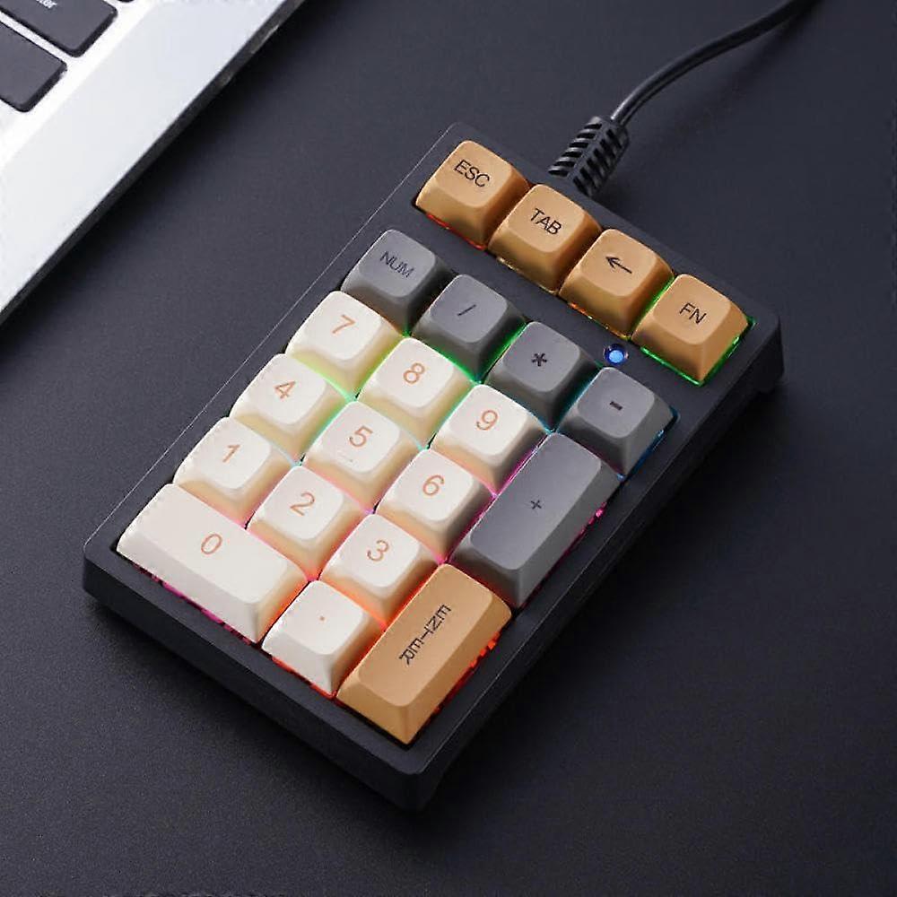 21Key Wired Mechanical Numeric Keypad with Blue Switches and MultiColor Backlight for Laptop