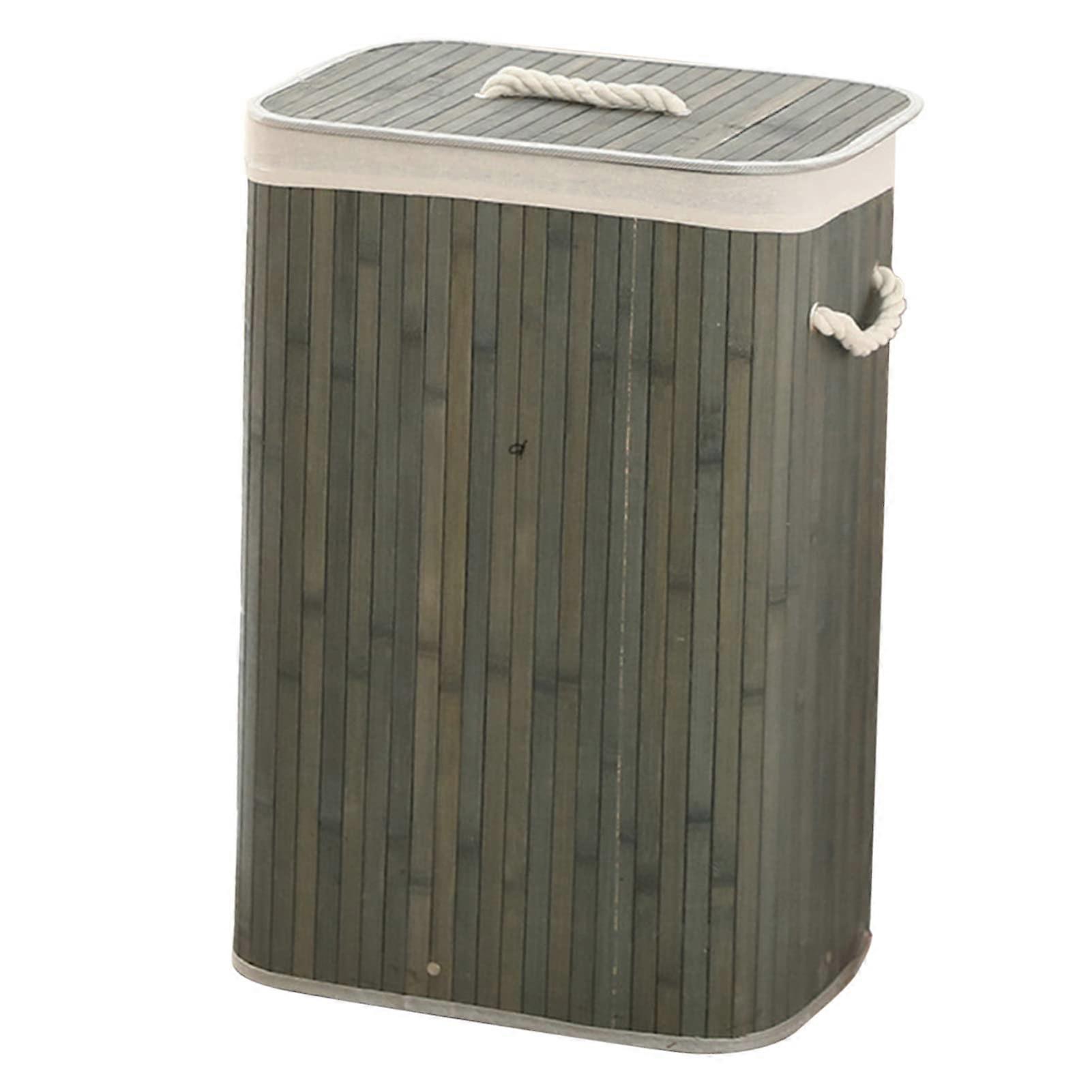 Large Capacity Laundry Basket Foldable Grey Square Hamper with Sturdy Structure for Home Storage