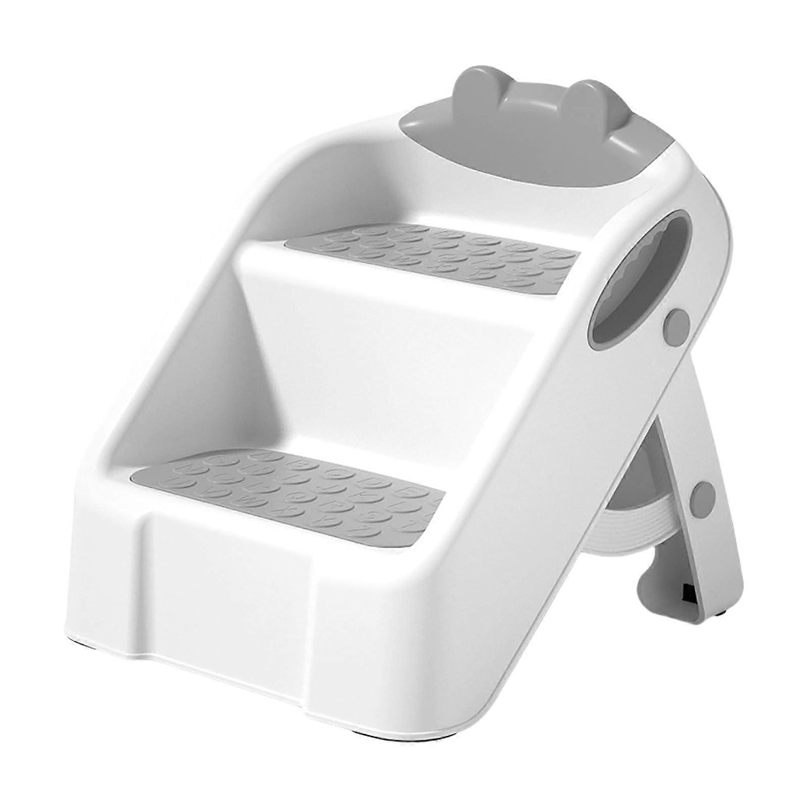 Foldable Toddler Step Stool for Bathroom, 2 Step Kids Potty Training Stool with Stable Platform