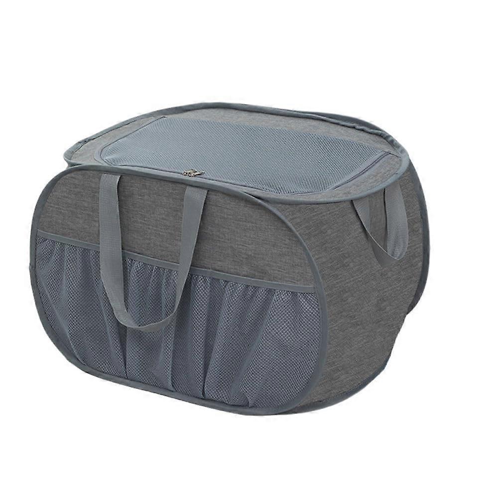 Laundry Hamper with Lid, Foldable SpaceSaving Basket, Large 24Inch Capacity for Clothes, Grey