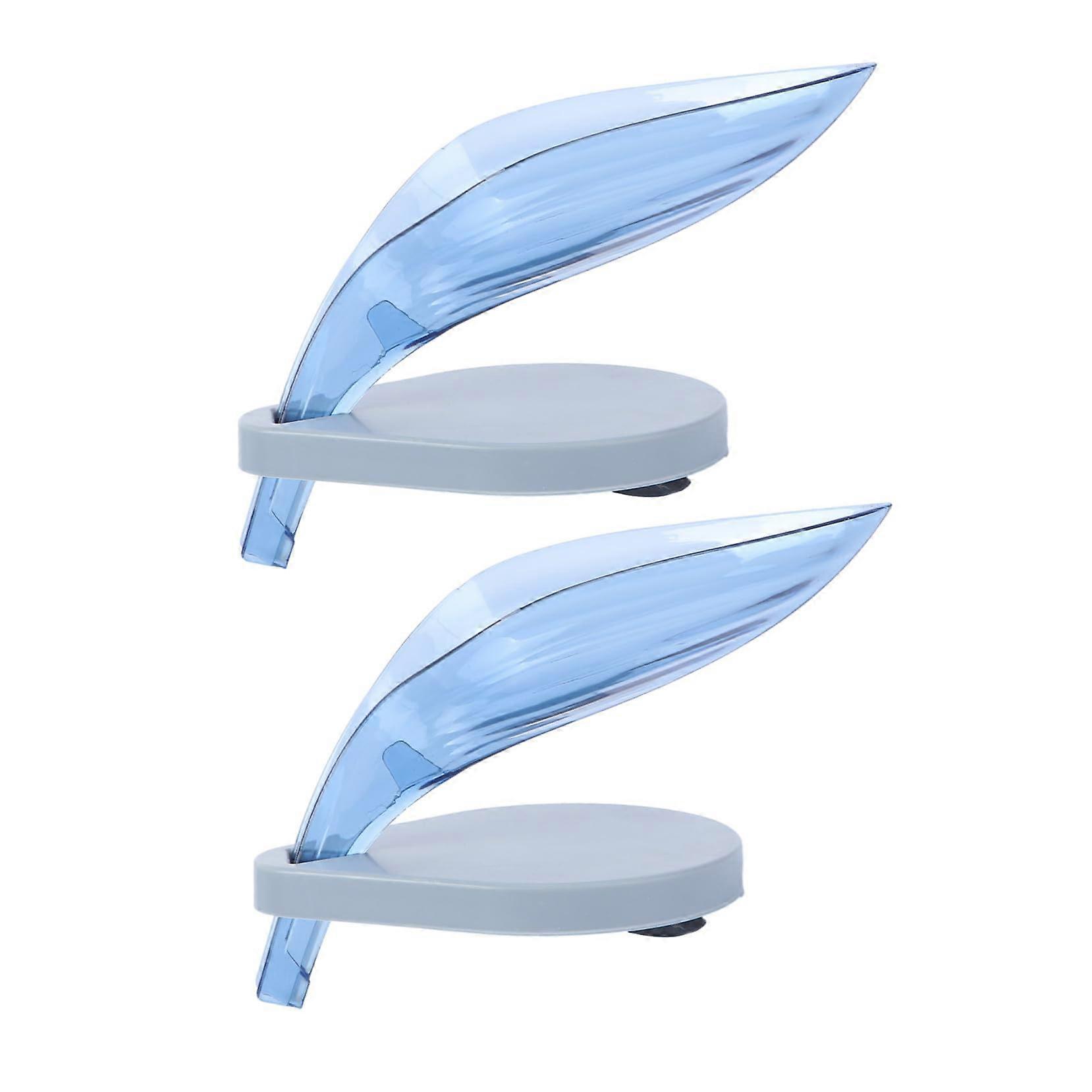 2Pcs Leaf Shaped Self Draining Soap Holder with Suction Cup for Bathroom Kitchen Shower