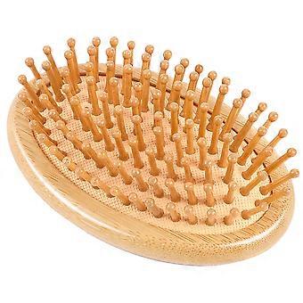 Wooden Hair Brush Bamboo Scalp Massager AntiStatic Bristles Detangling for Women Travel Size