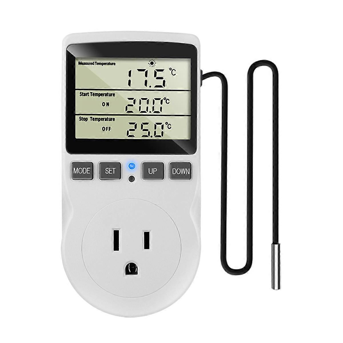 EU US FR Plug Socket Thermostat Digital Temperature Controller Socket Outlet With Timer Switch Sensor Probe Heating Cooling