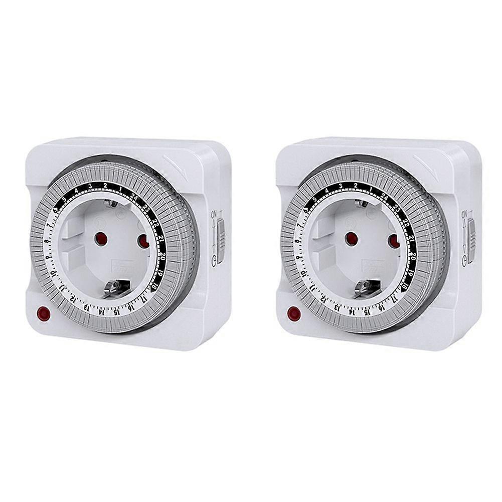 2PCS Mechanical Timer Socket 24H Countdown Auto Power Off Programmable Cycle Energy Saving Indoor EU Plug