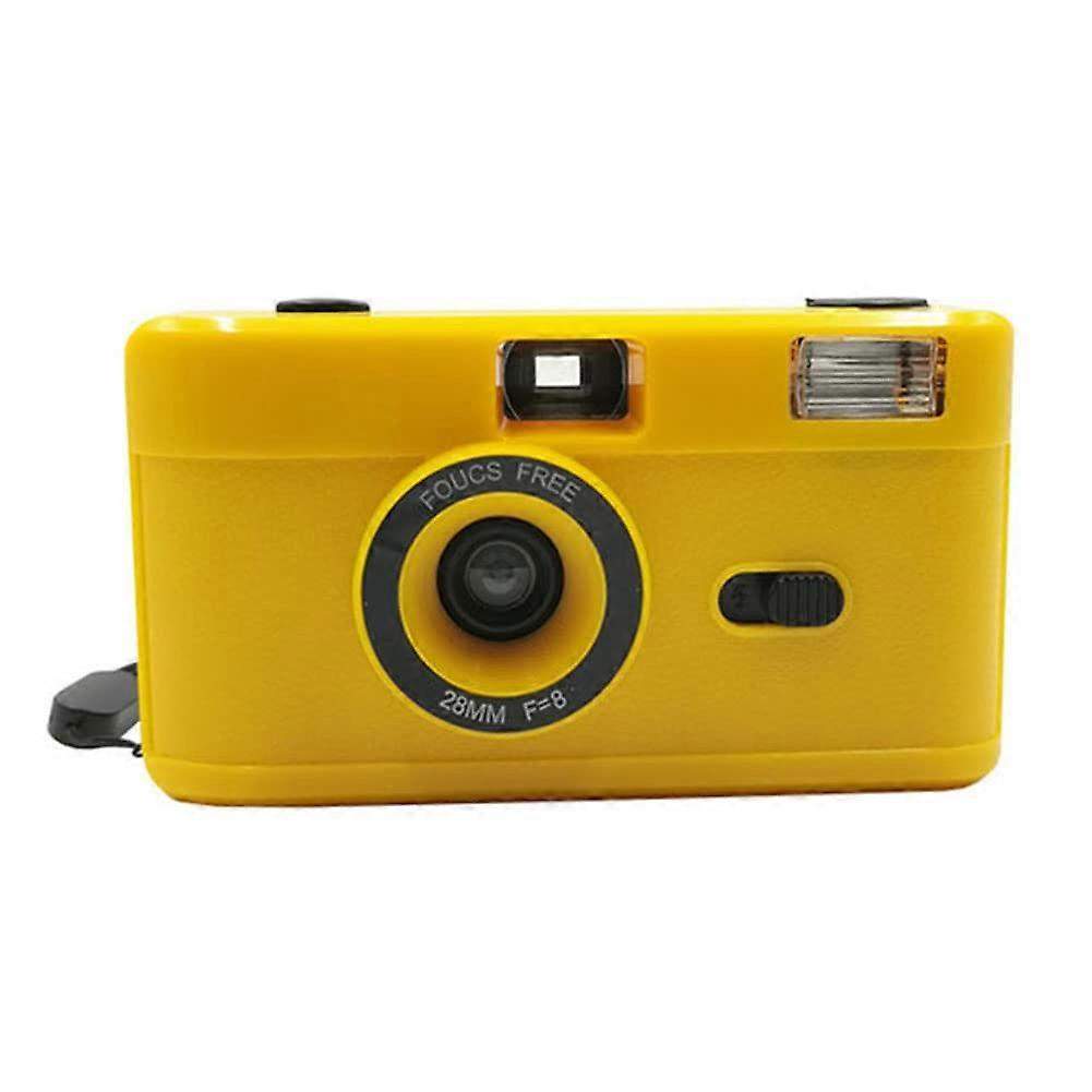 35mm Film Camera with Builtin Flash Retro Matte Design Battery Powered Yellow Reusable