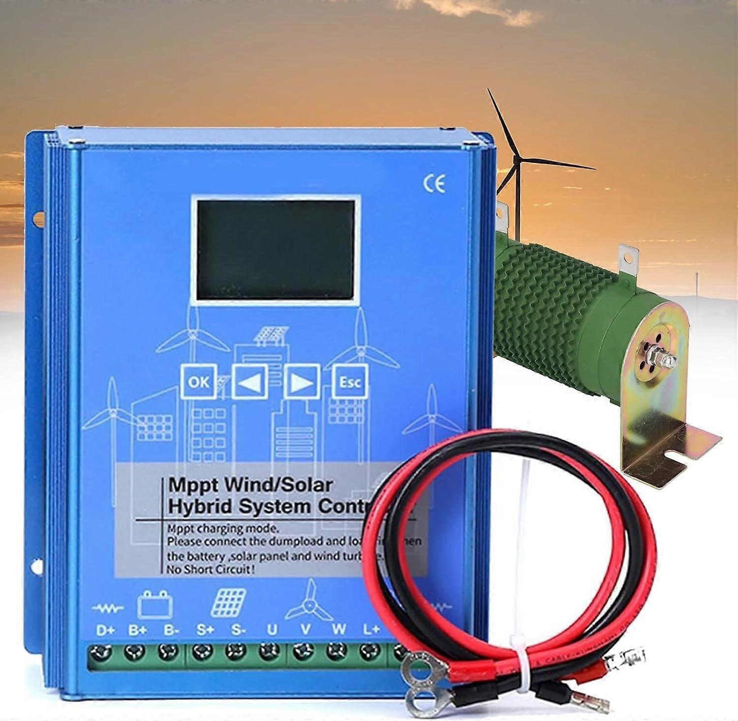 Wind Solar Hybrid MPPT Charge Controller 1600W Wind 1000W Solar 24V LCD Auto Voltage Detection