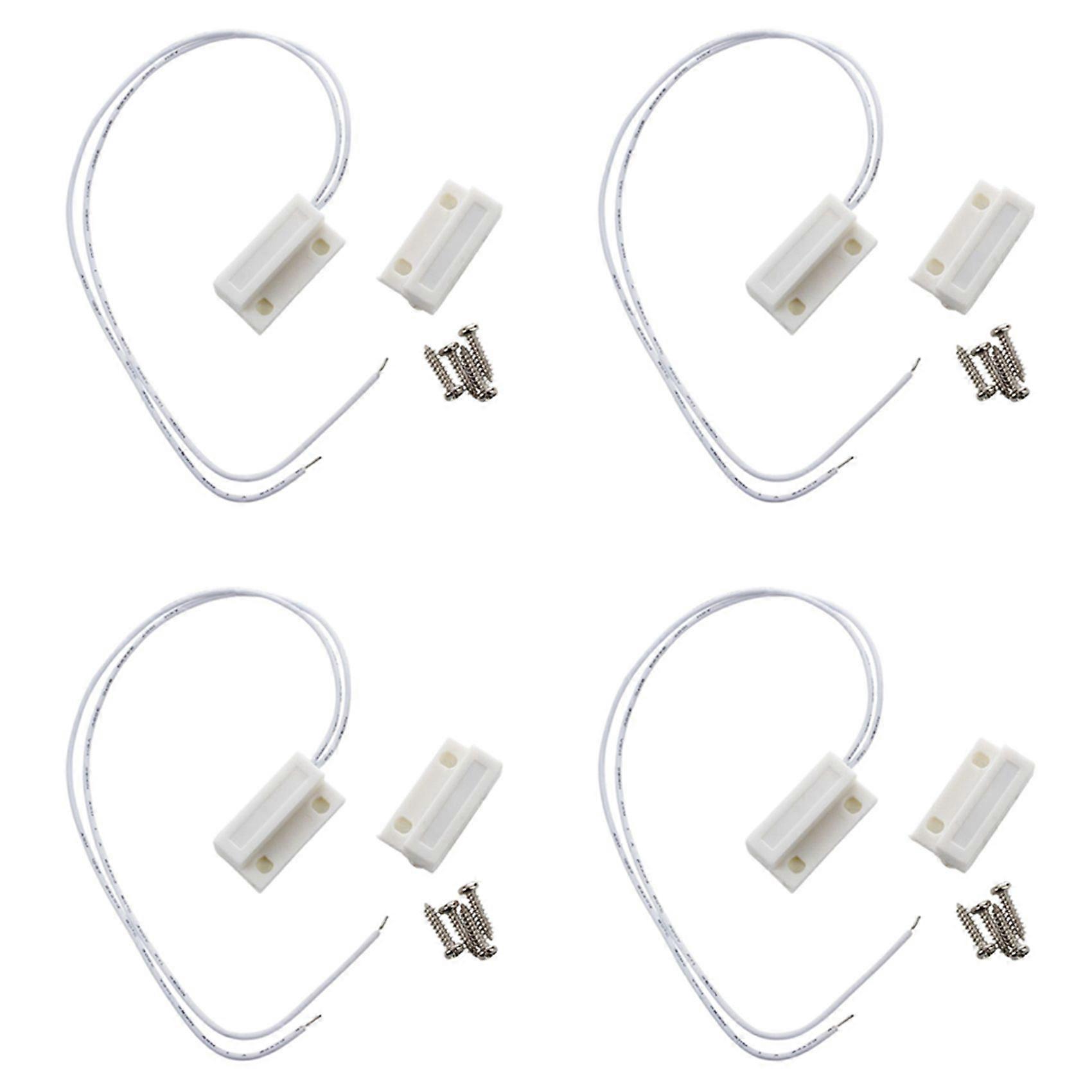 4X White Door Window Contacts Magnetic Reed Switch Sensor