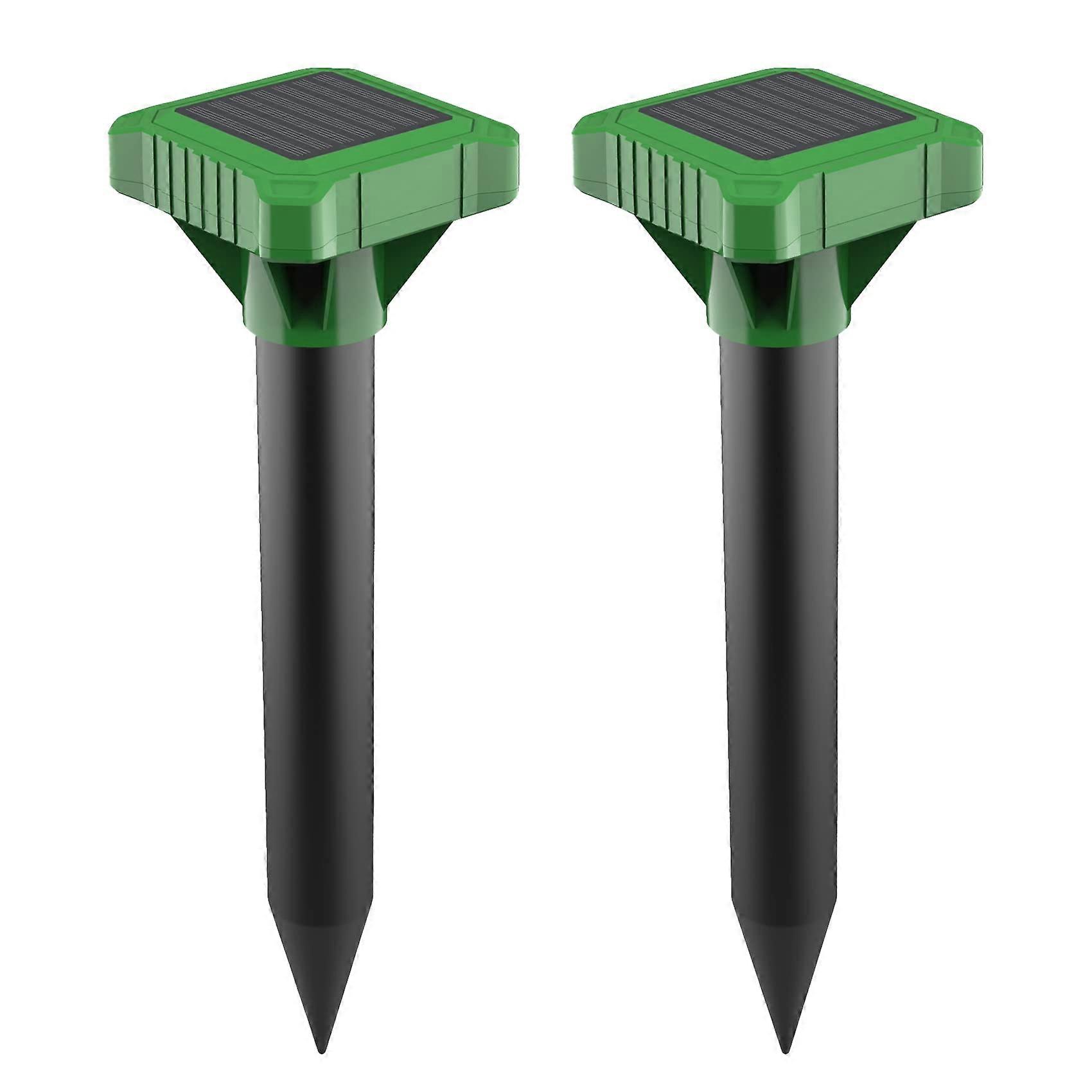 Solar Mole Repeller 2 Pack Solar Powered Ultrasonic Pest Repellent Waterproof Yard Gopher Snake Deterrent