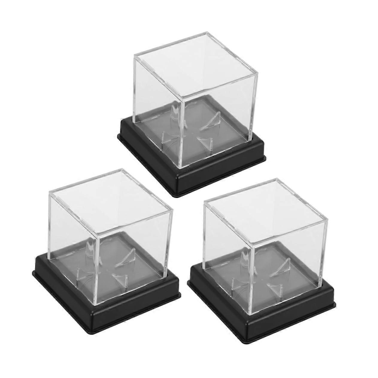 Baseball Display Case 3 Pack Clear Acrylic Box with Dustproof Cover and Stable AntiTip Base