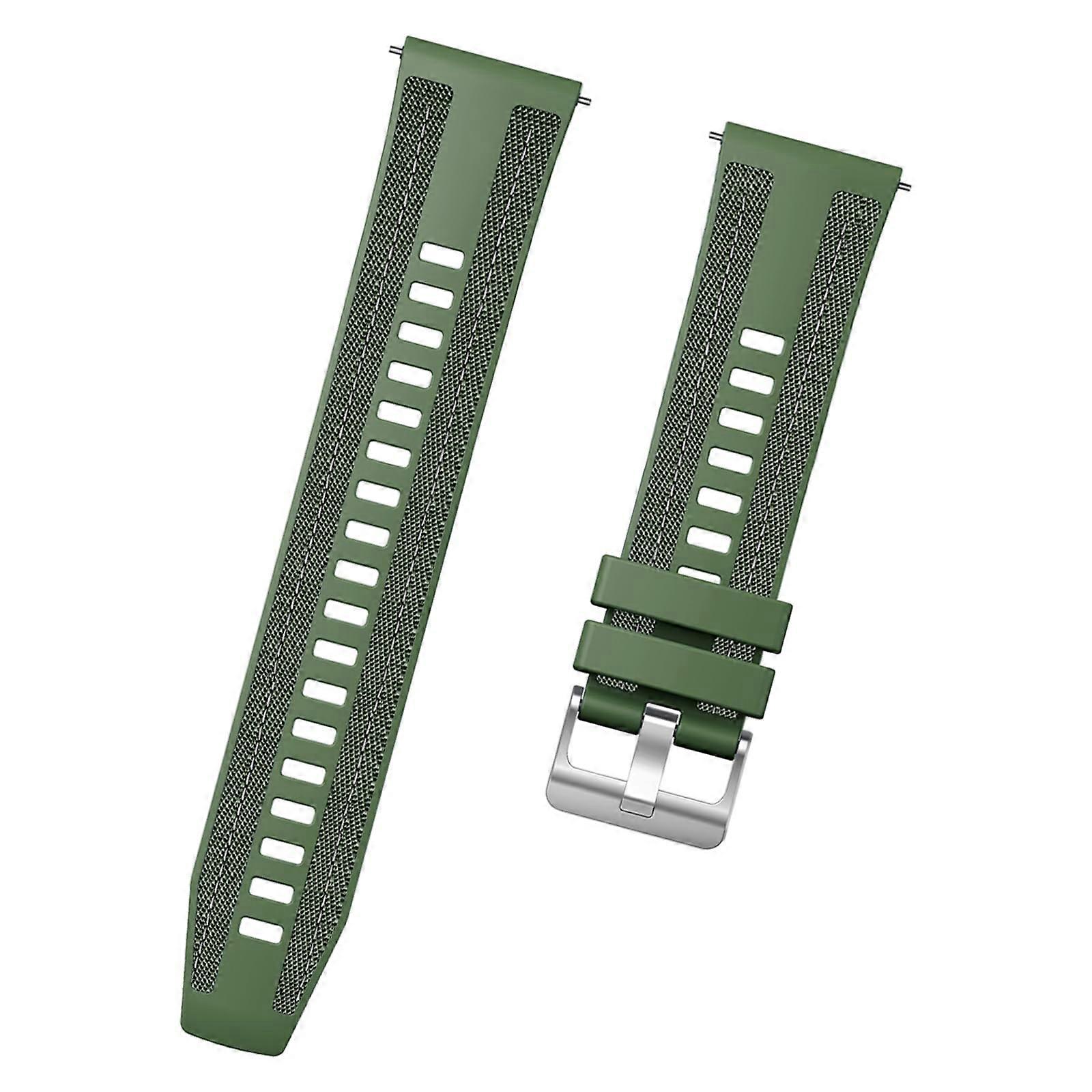 46mm Silicone Watch Strap with Quick Release, Sweatproof Flexible Green Replacement Band