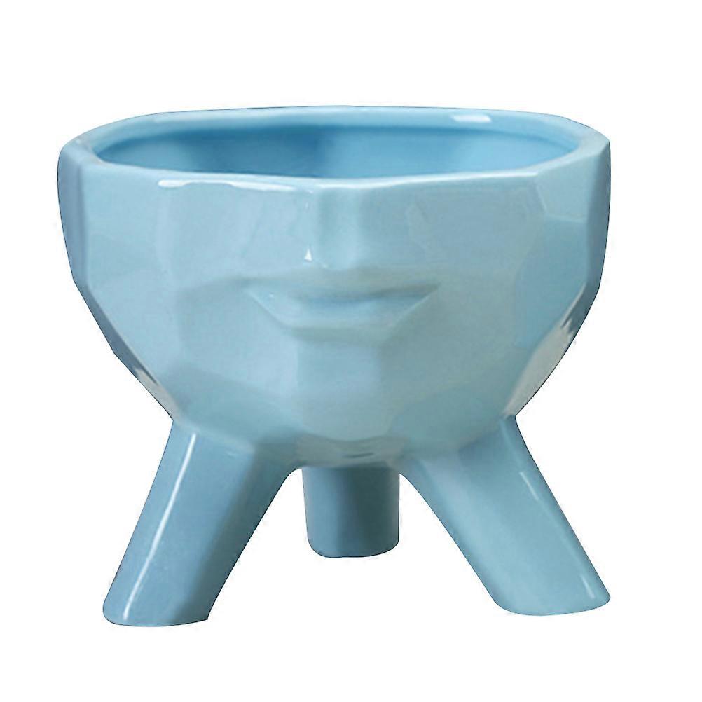 Ceramic Flower Pot for Storage 1Pcs Blue Succulent Pot with Human Face