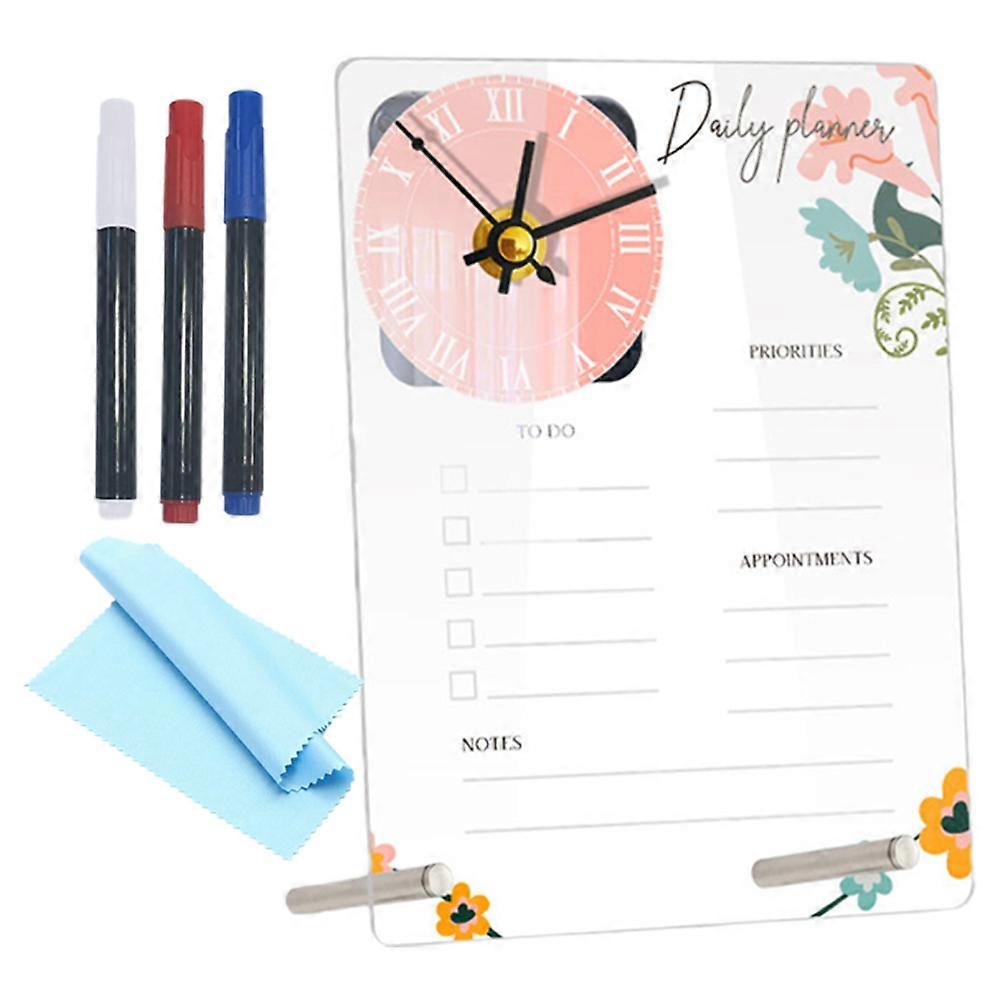 Standing Whiteboard Acrylic Whiteboard with Clock for Desk 1Set