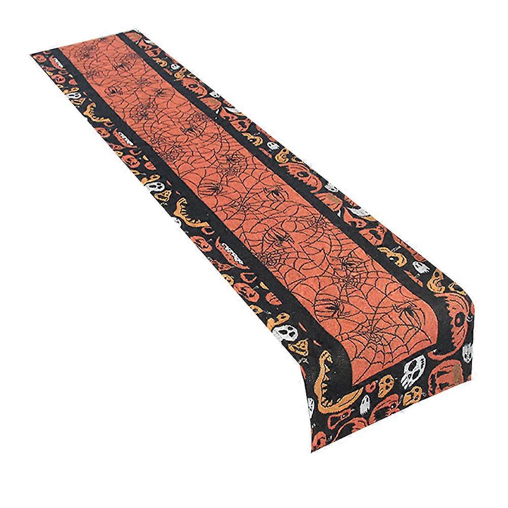 Halloween Table Flag Placemat for Decoration with 3Pcs Orange Spider Web Set