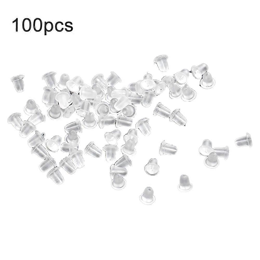 100Pcs Clear Soft Plastic Earring Findings Back Stoppers Earnuts Safe Tool