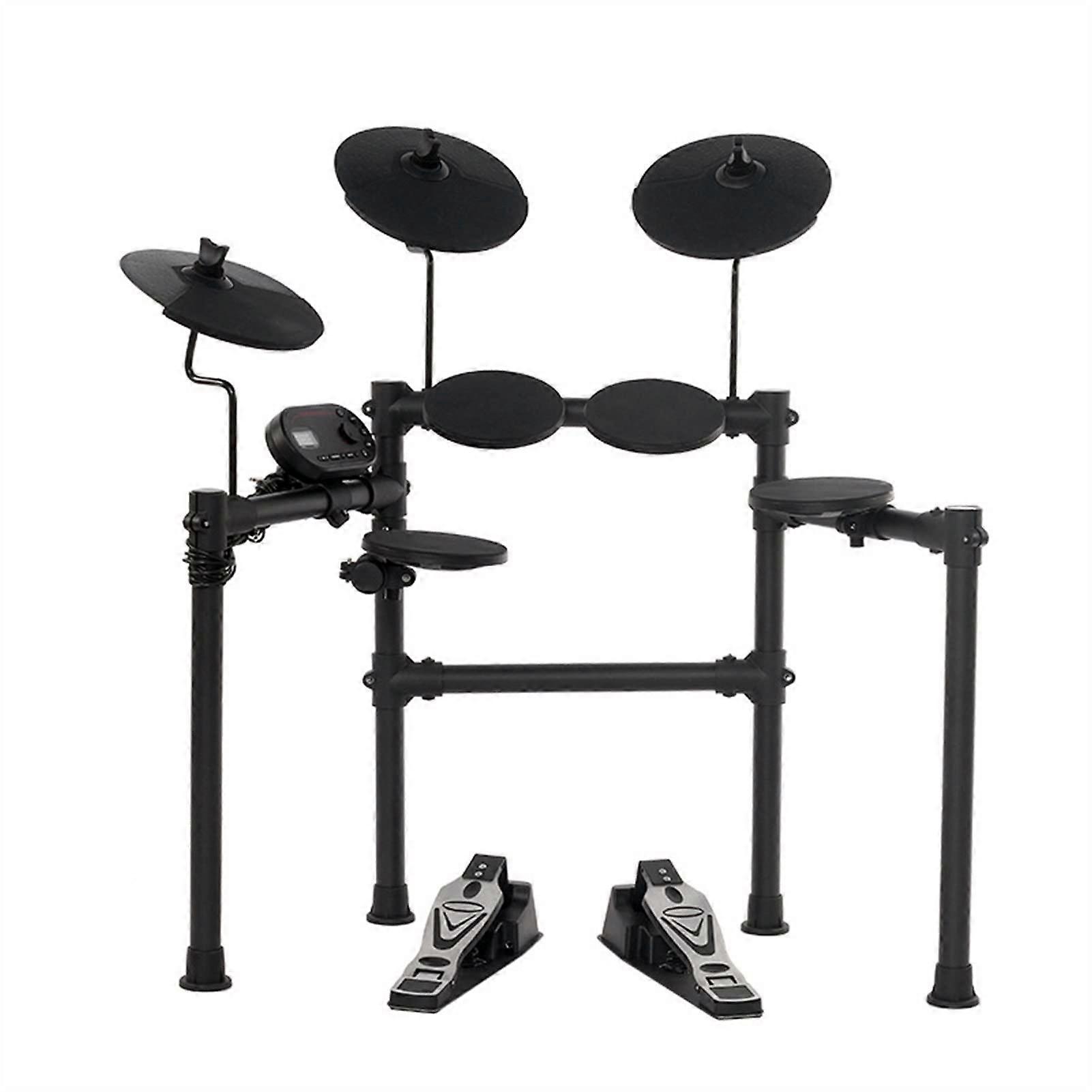 Electronic Drum Kit for Beginners with Quiet Practice Mode, USB MIDI, Compact Adjustable Frame