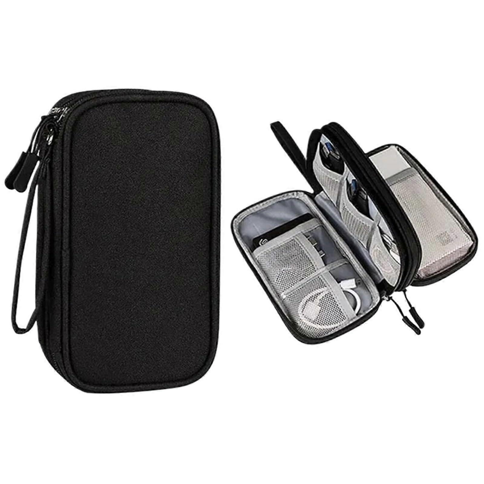 Cable Organizer Bag 2 Pack Waterproof Double Layer Electronics Travel Case with Multiple Compartments